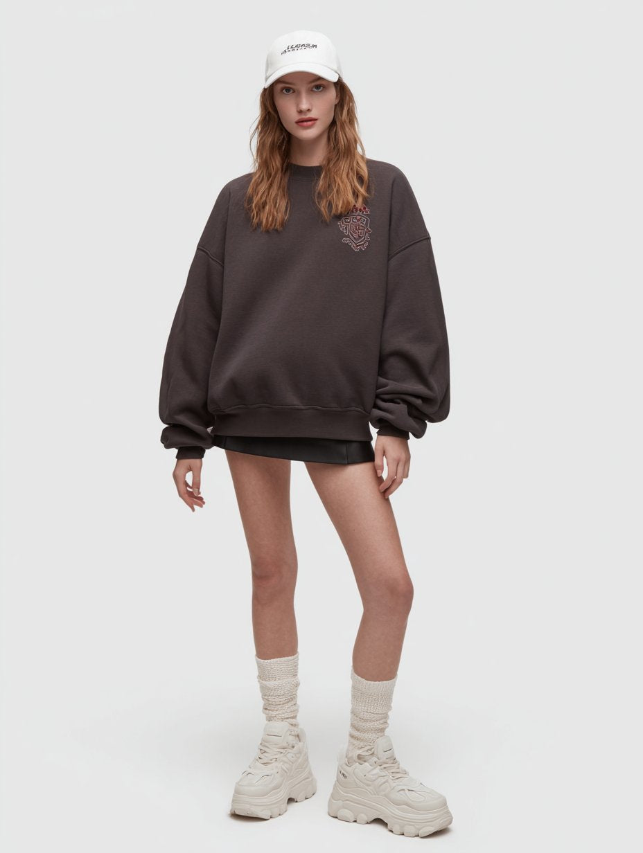 Autumn Winter Crew Neck Casual Straight Sleeve Fit Style Women's Top Fashionable Comfortable Streetwear Pullover