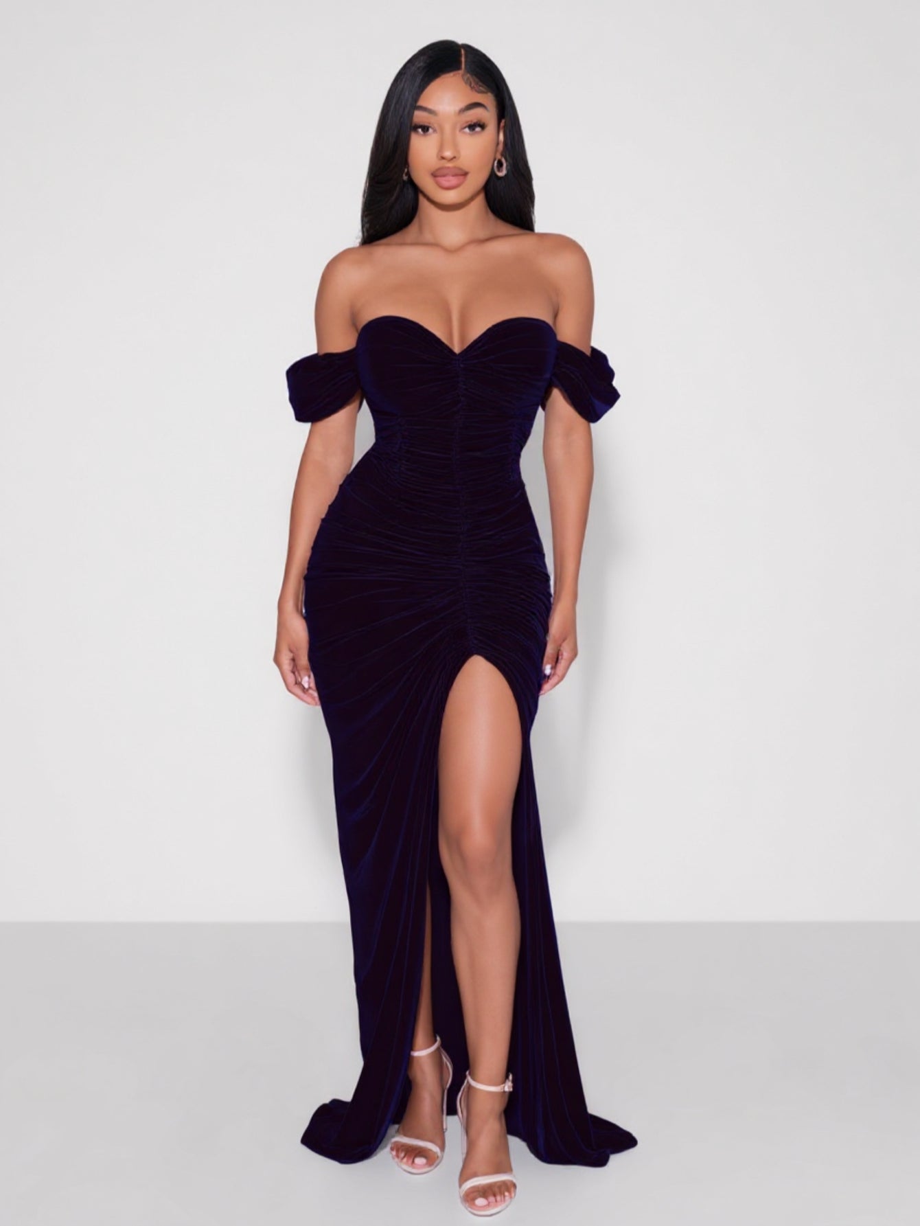 Women's 2025 Summer Fashion Dresses Sleeveless Off Shoulder Side Slit Plain Party Skinny Fit Dresses