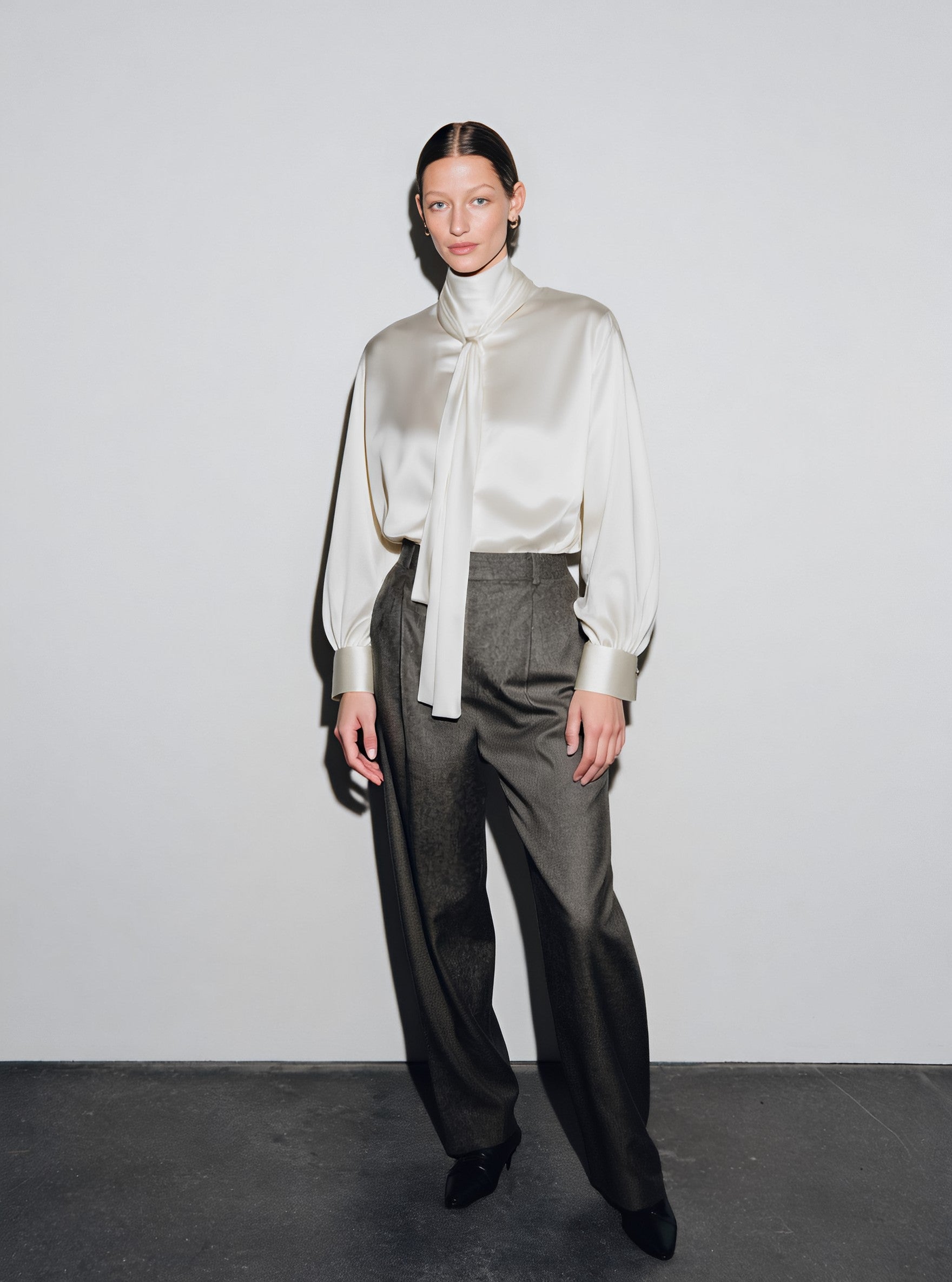 Loose High Collar Casual Shirt Autumn Women's Regular Length Top Comfortable Fit Fashion Trend