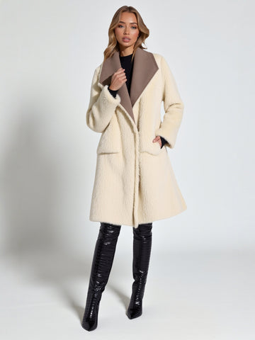 European And American Fashion Lapel Double Wear Long Sleeve Coat Women's Winter Outerwear Plush Style 