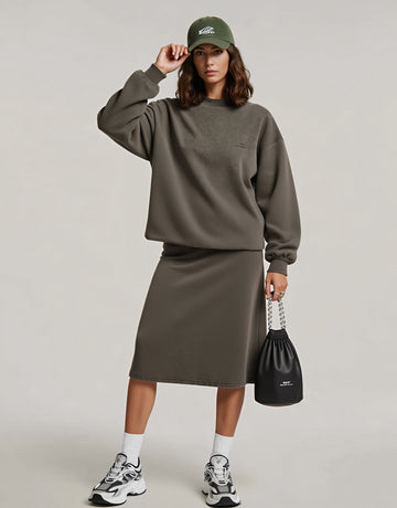Casual Round Neck Suit Skirt Set Autumn Winter Clothes Comfortable Fashion Women's Outfit Two-Piece Set For Fall And Winter