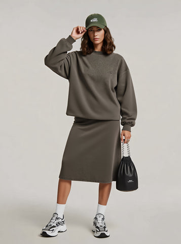 Casual Round Neck Suit Skirt Set Autumn Winter Clothes Comfortable Fashion Women's Outfit Two-Piece Set For Fall And Winter