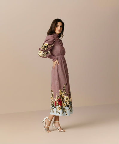 Autumn Winter Casual Dress Mid-Length A-Line Skirt Round Neck Lamb Sleeve Body-Fitting Women's Clothing