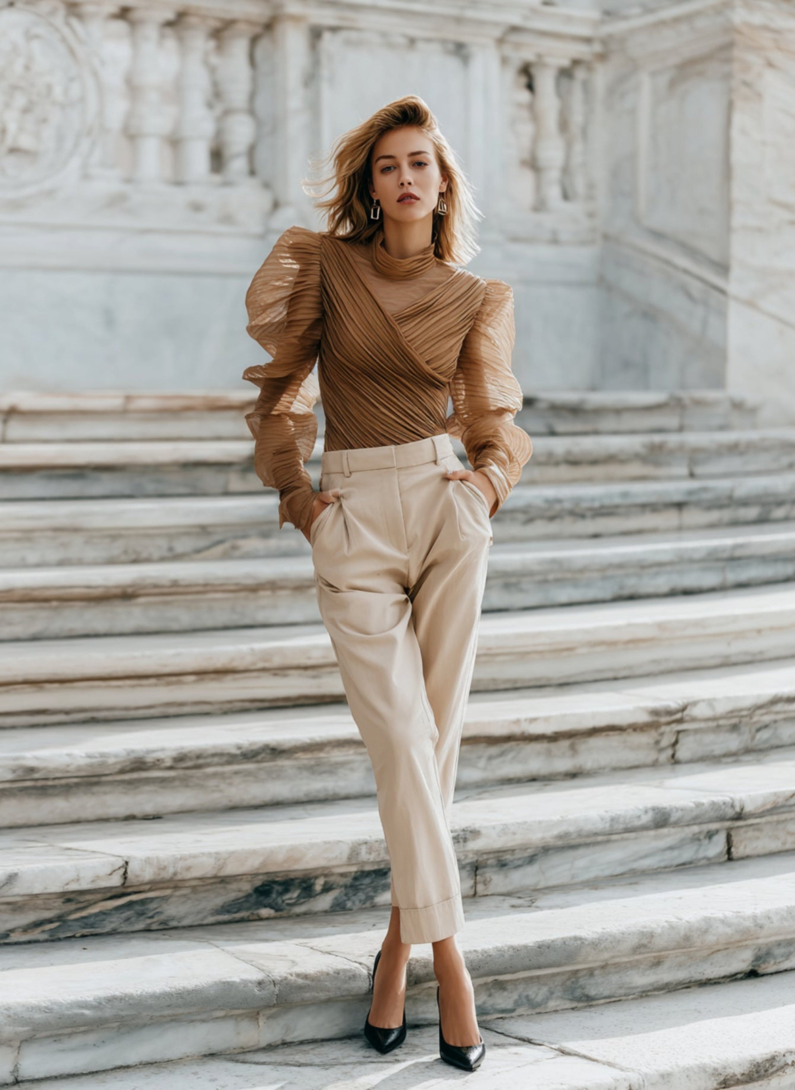 Autumn Winter Pants 2025 Women's Fashion Elegant Plain Solid Color Full Length High Waist Business Pants
