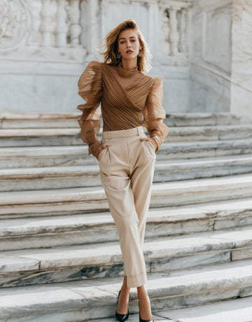 Autumn Winter Pants 2025 Women's Fashion Elegant Plain Solid Color Full Length High Waist Business Pants