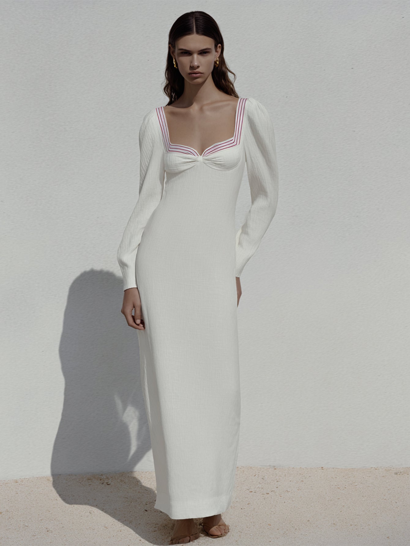 Women's Autumn Dresses Fashion Decent Long Sleeve Sweetheart Neck Lettuce Trim Maxi Long Dresses