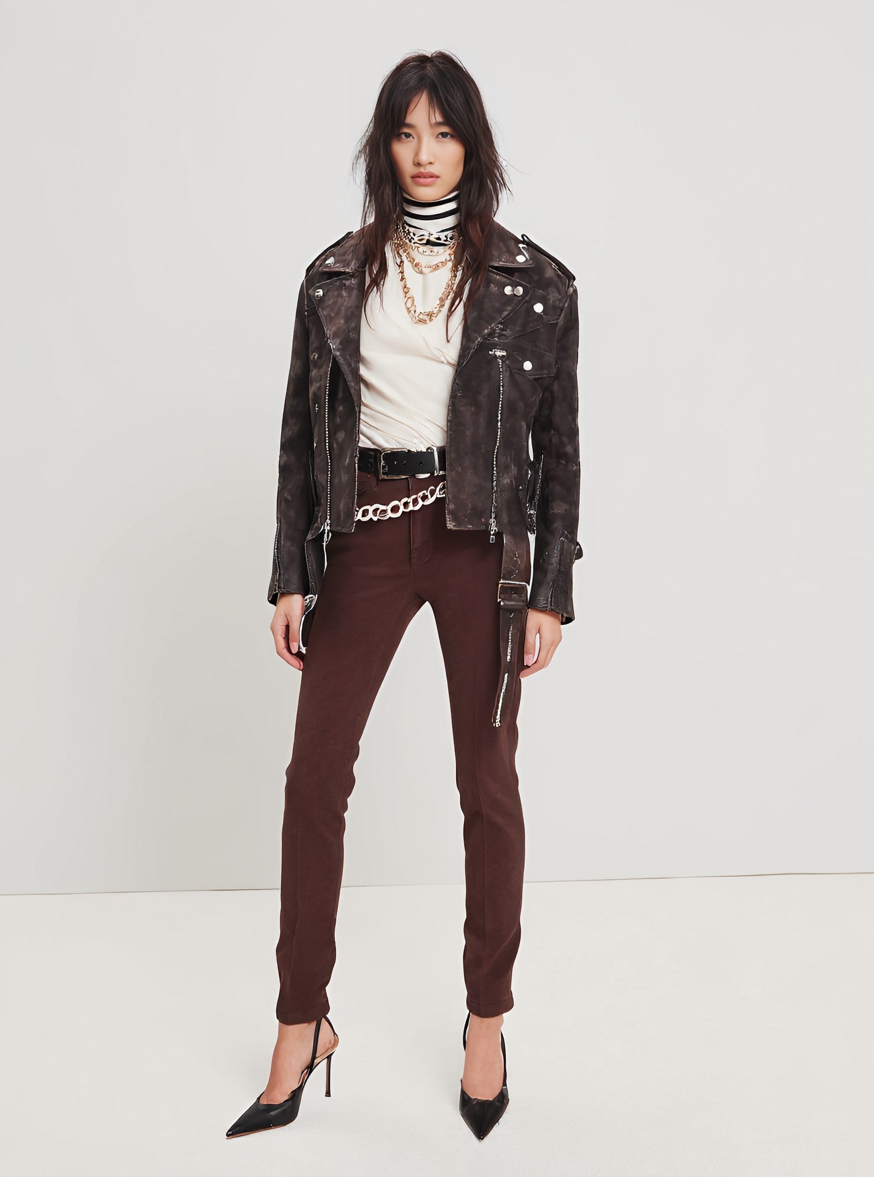 Women's Casual Leather Coat Winter Fashion Outerwear Stylish Warm Coat for Cold Weather