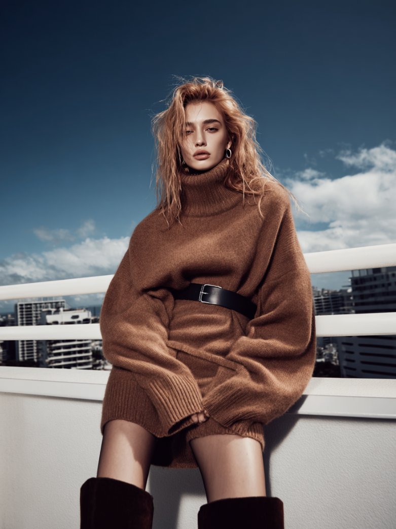 Autumn Sweater Casual Fit Long Sleeve High Collar Straight Sleeve Regular Length Top Women's Fashion Comfortable Knitwear