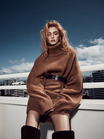 Autumn Sweater Casual Fit Long Sleeve High Collar Straight Sleeve Regular Length Top Women's Fashion Comfortable Knitwear