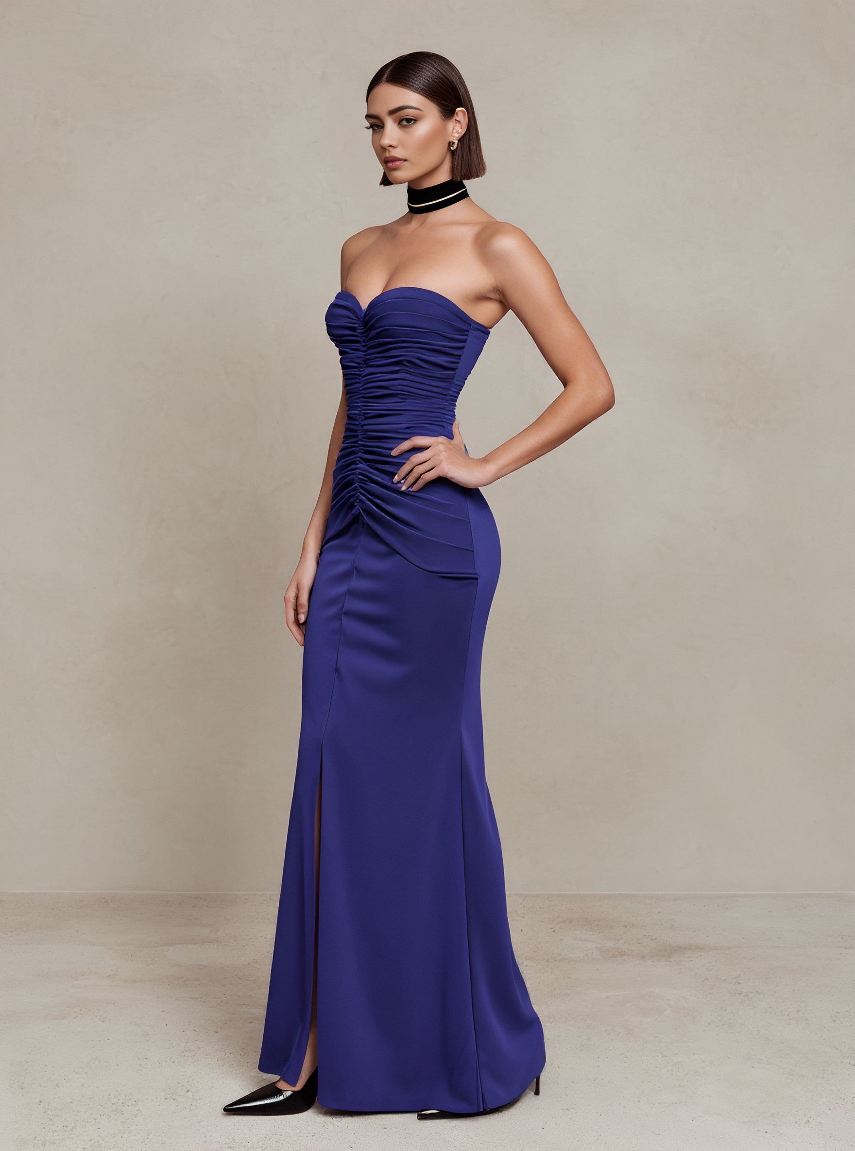 Autumn Casual Tight Sleeveless Bustier Dress Floor-Length Necklineless Style For Women