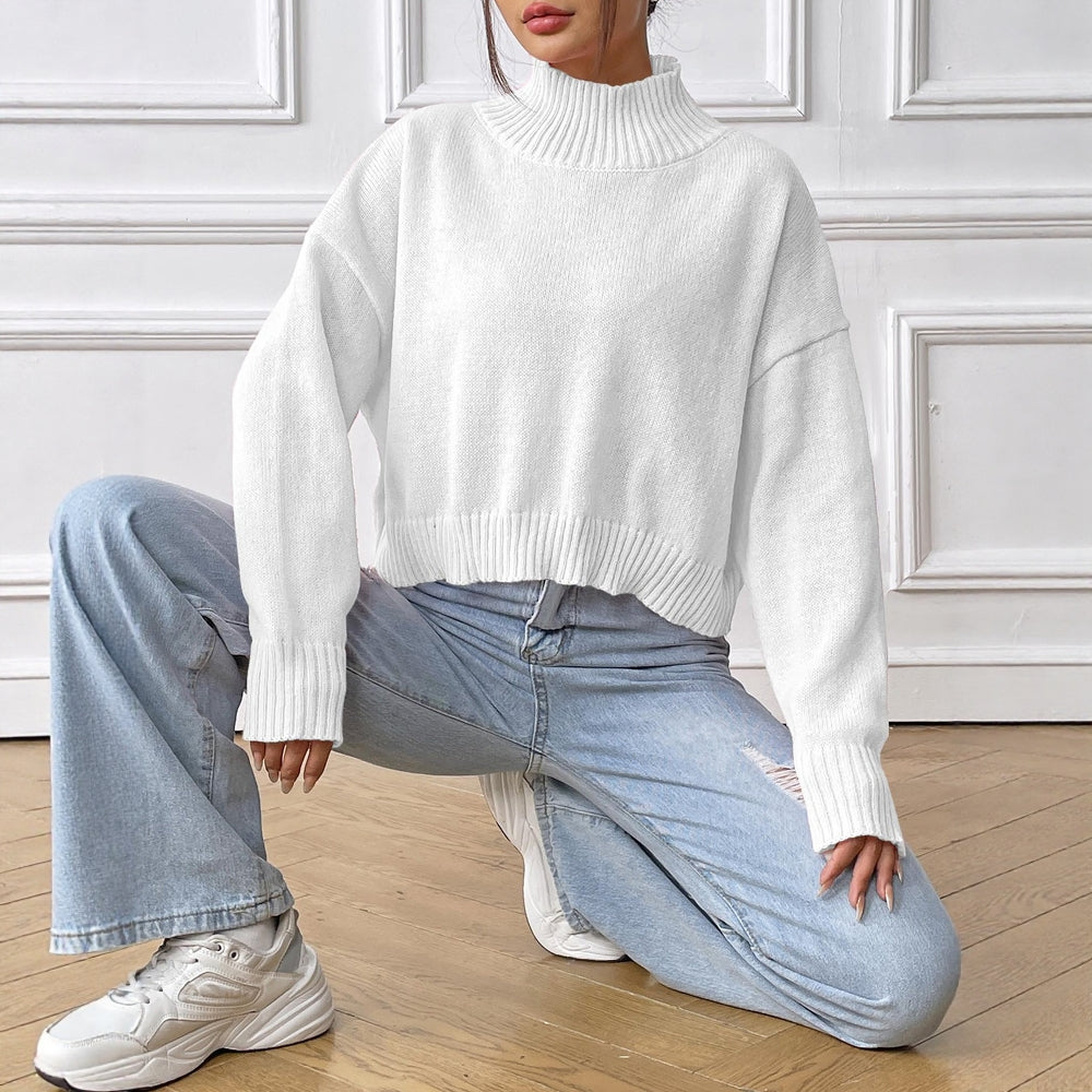 Autumn Winter Sweater 2025 Women's Decent Plain Screw Thread Long Sleeve Turtleneck Daily Basic Sweater