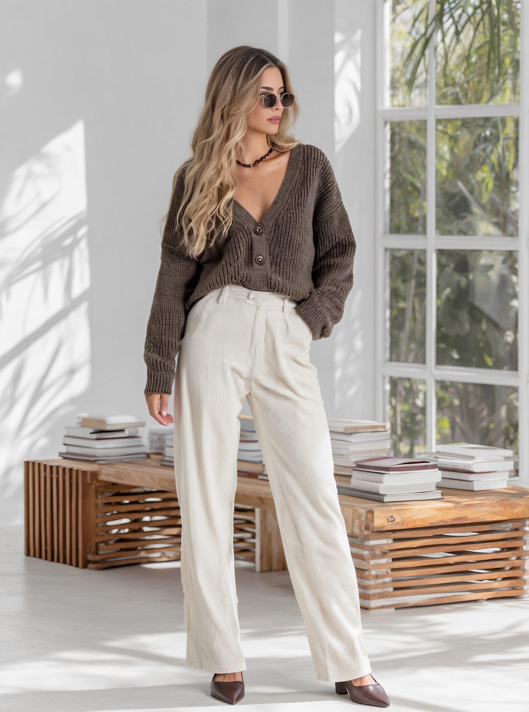 Casual Straight Leg Pants Full Length Fit Mid Waist Autumn Fashion Women's Bottom Wear Comfortable Loose Trousers