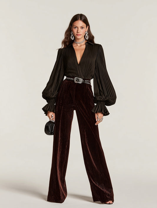 Autumn Pants 2025 Women's Fashion Plain High Waist Draped Full Length Straight Daily Basic Pants