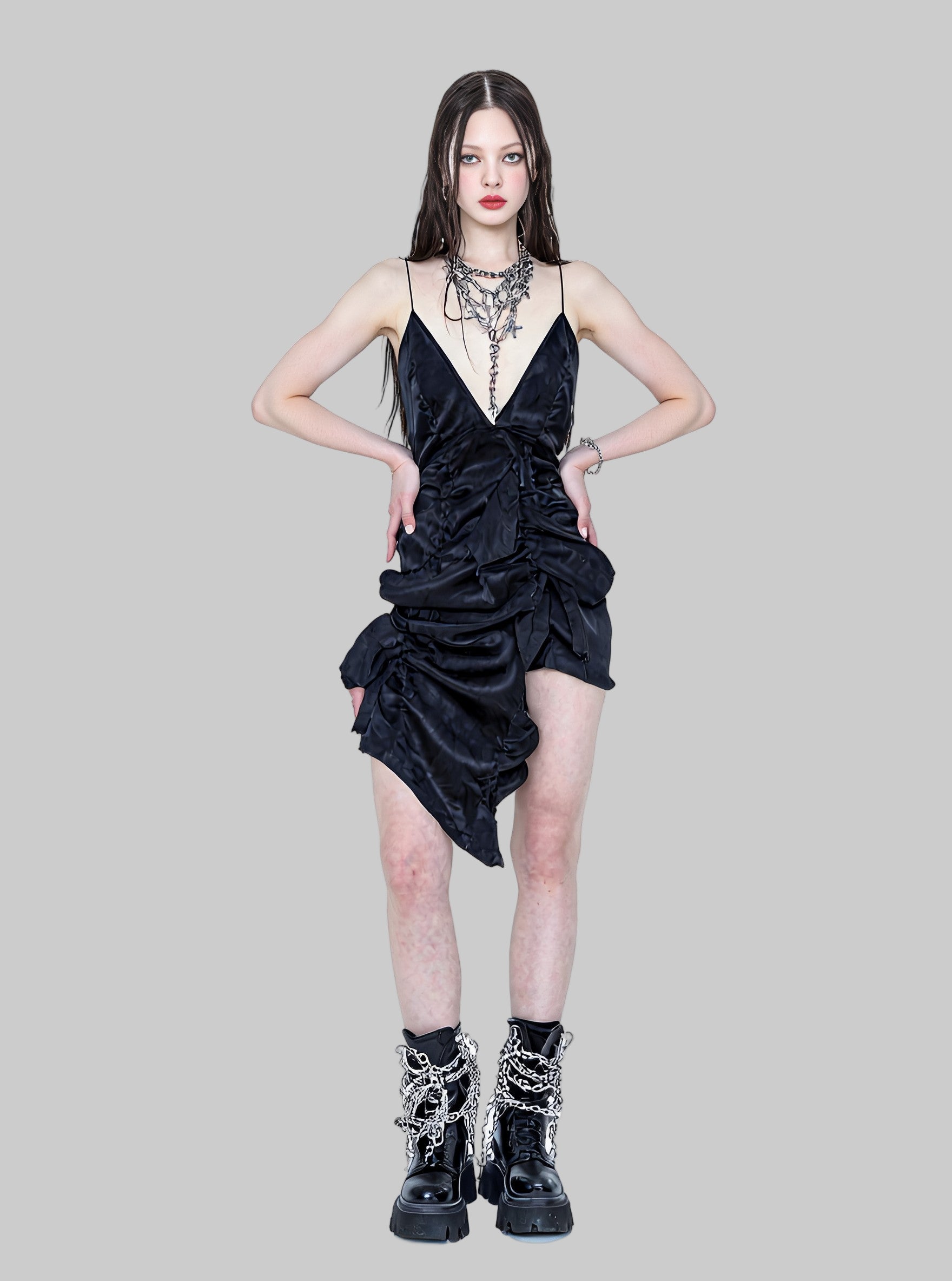 Casual Short Asymmetrical Dress Autumn Fitting Design Strapless Women's Skirt Fashionable Uneven Hemline Casual Style