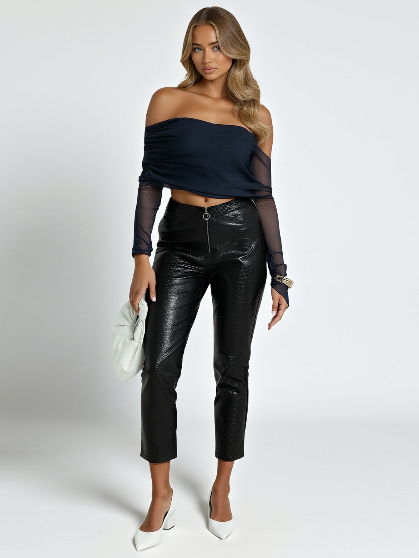 Women's Casual 2025 Fashion Pencil Pants Spring Autumn Leg Zipper Small Leg Leather Clothing Pants