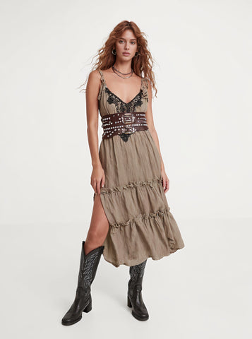 Loose Fit Mid-Length Dress Autumn Casual V-Neck Sleeveless Women's Fashion Skirt Type Dress Comfortable Style