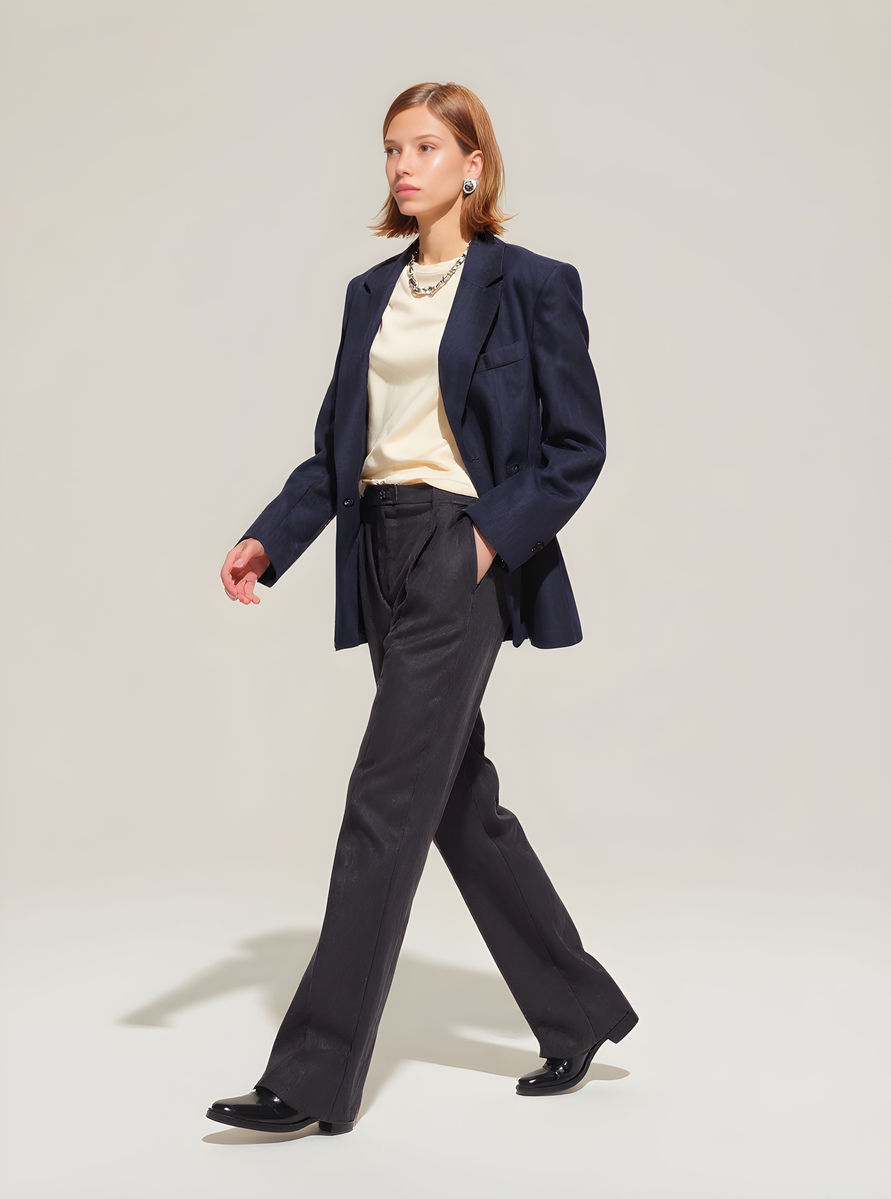 Women's Blazers Autumn Winter Fashion Daily 2025 Elegant Stylish Plain Long Sleeve Lapel Commute Blazers