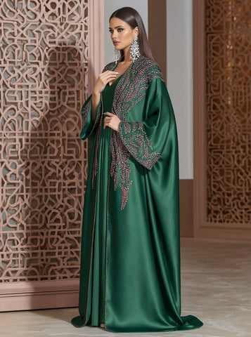 Autumn Abayas Casual Style V-neck Floor-length A-line Skirt Bell Sleeve Body-fitting Muslim Fashion Arabic Robe