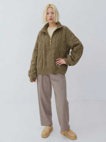 Loose Fit Long Sleeve Sweater Winter Casual Style Turn-down Collar Straight Tube Sleeve Regular Length Women's Top