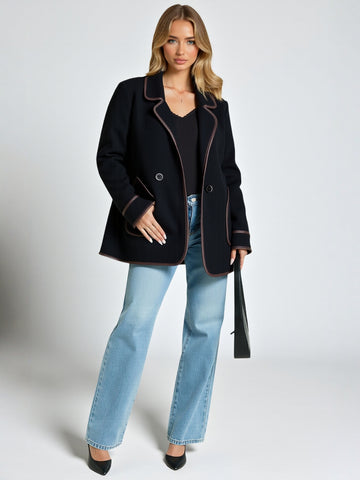 Women's Coats Winter Fashion Comfortable Stripes 2025 Business Simple Shirt Collar Long Sleeve Street Daily Jackets