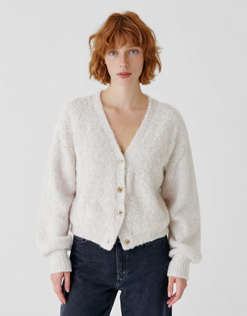 Loose Long Sleeve V-Neck Cardigan Winter Clothes Casual Style Straight Tube Sleeves Regular Length Women's Open-Shirt