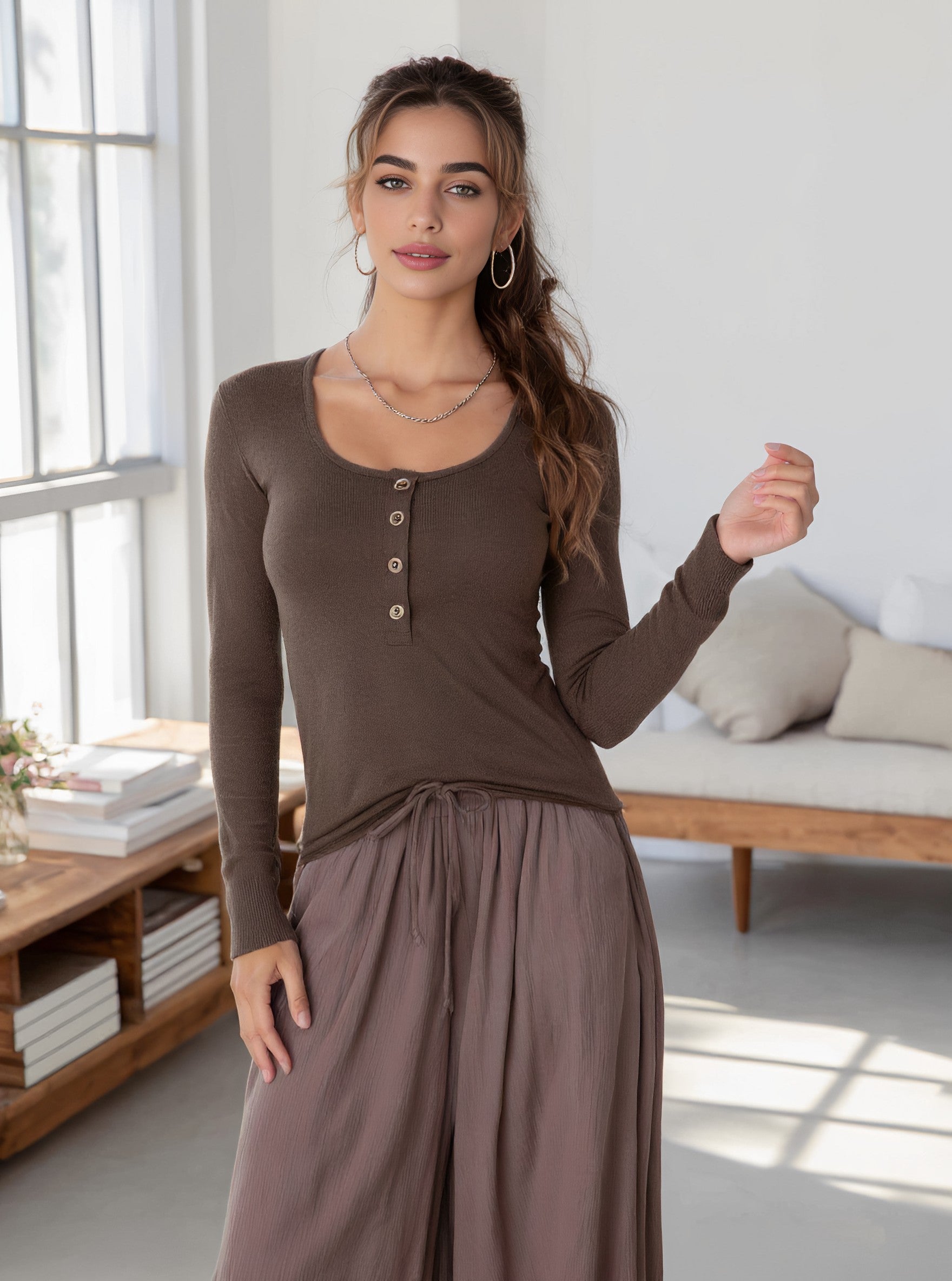 Autumn Long Sleeve T-Shirt Casual Straight Sleeve Hot Girl Fashion Regular Length Women's Top Quality Fabric Comfortable Fit