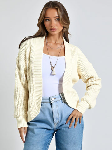 Women's Pure Color Cardigan Shawl European And American Style Casual Sweater Autumn Winter Short Outerwear