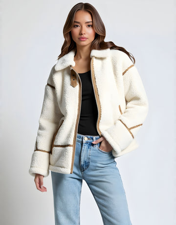 Women's Double-Sided Fleece Jacket Coat European American Style Winter Fashion Trend Personality Top Outerwear