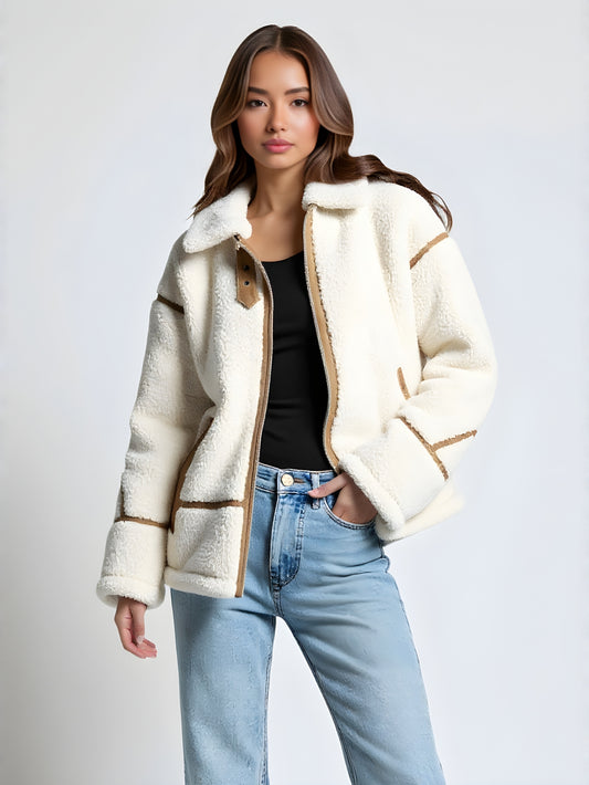 Women's Double-Sided Fleece Jacket Coat European American Style Winter Fashion Trend Personality Top Outerwear