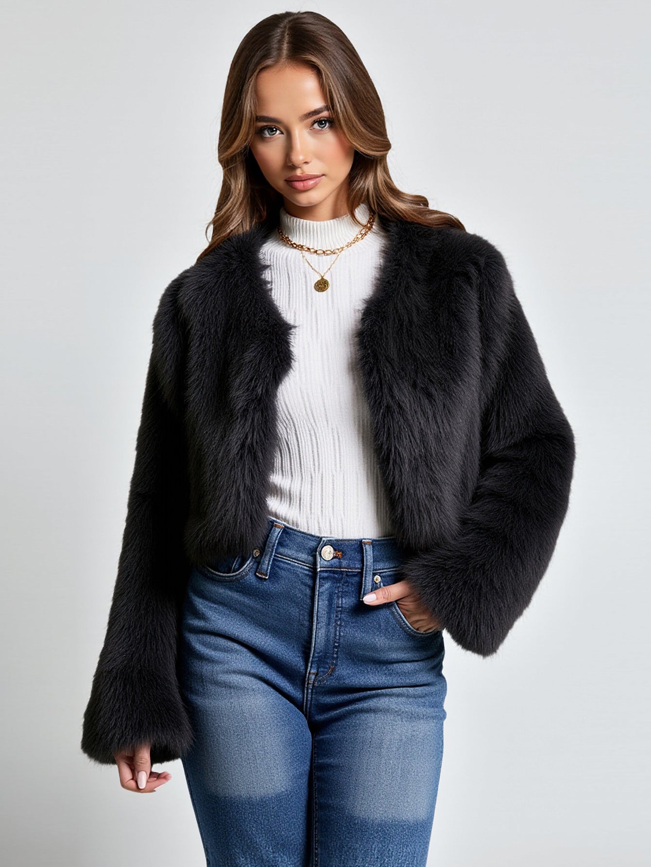 Women's Coats Winter K-Fashion Mature Vibe Solid Color Long Sleeve V-Neck Button Front Coats For Women