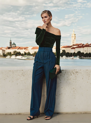 Women's T-Shirts 2025 Autumn Fashion Elegant Decent Plain Cuffs Bright Silk Long Sleeve One-Shoulder Casual T-Shirts