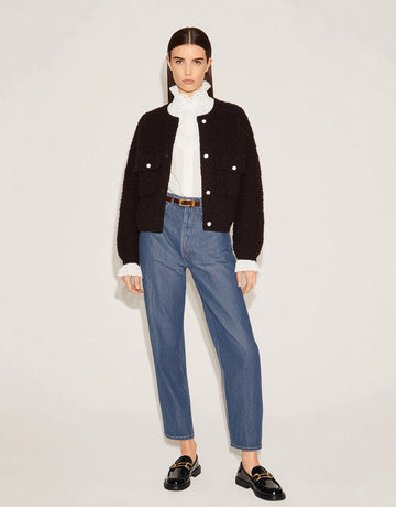 Women's Lightweight Jackets Autumn Winter 2025 Elegant Chic Plain Long Sleeve Round Neck Casual Jacket