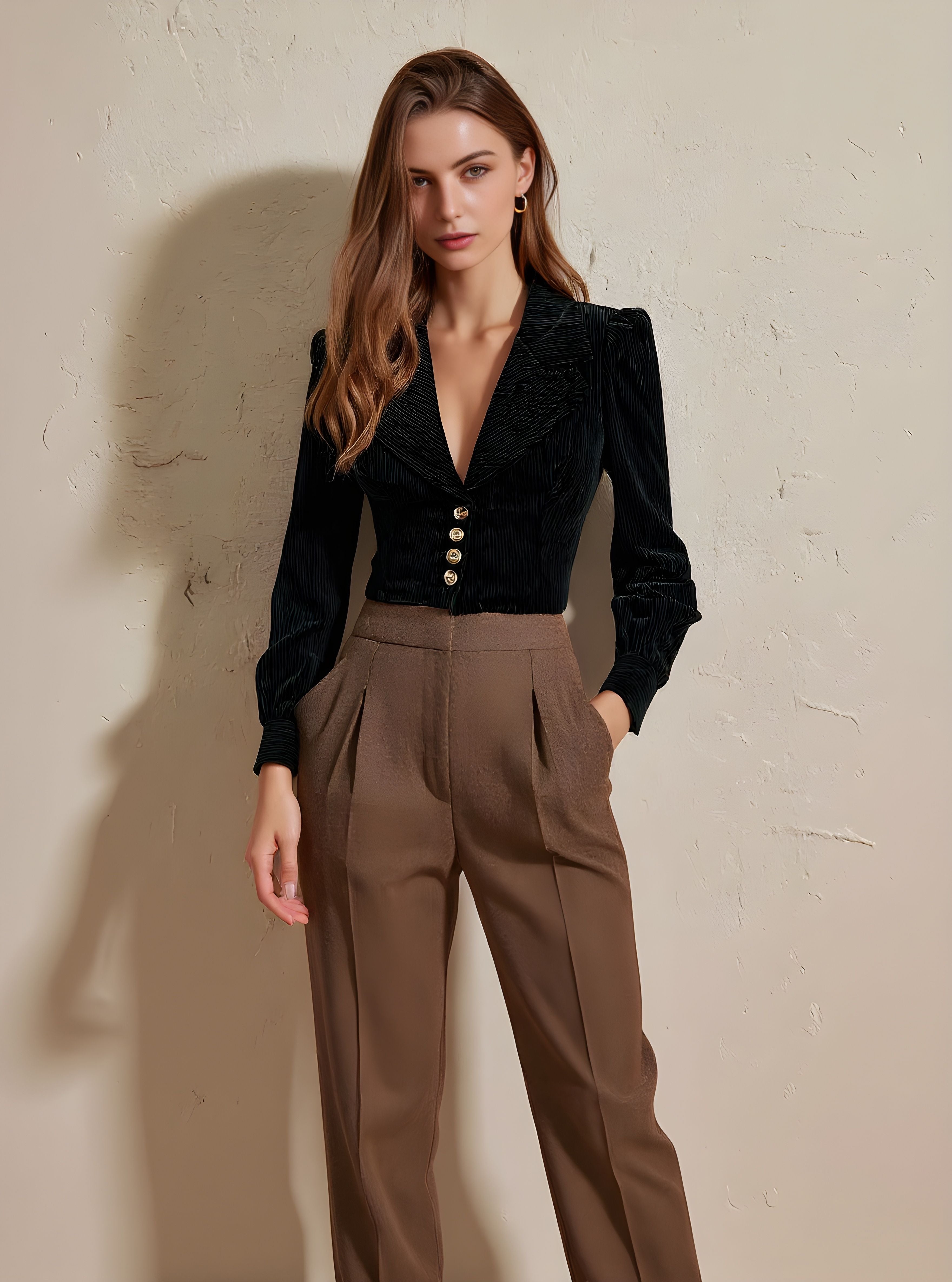 Autumn Jackets 2025 Women's Fashion Plain Long Sleeve Shawl Collar Button Front Office Lady Jackets