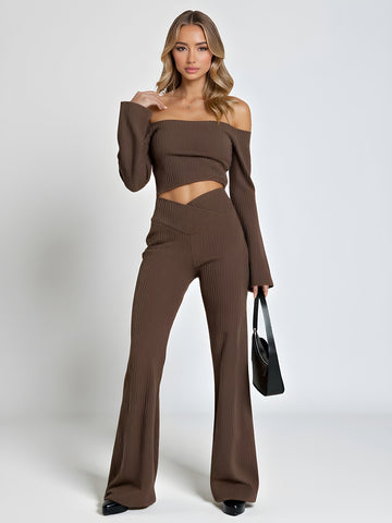 Trendy Women's Long Knitted Micro-Sweatpants V-Shaped Waist Hip Lifting European And American Style for Autumn Winter