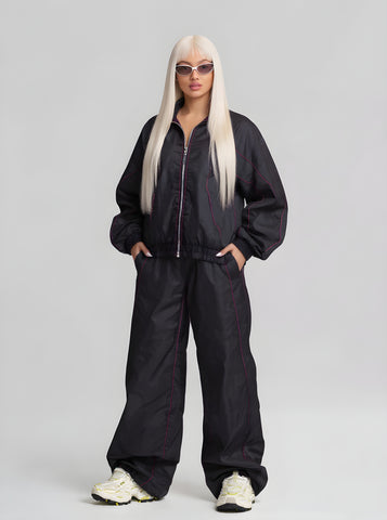 Women's Sets Autumn Winter 2025 Stylish Trendy Plain Long Sleeve Stand Collar Full Length Pants Casual Sets