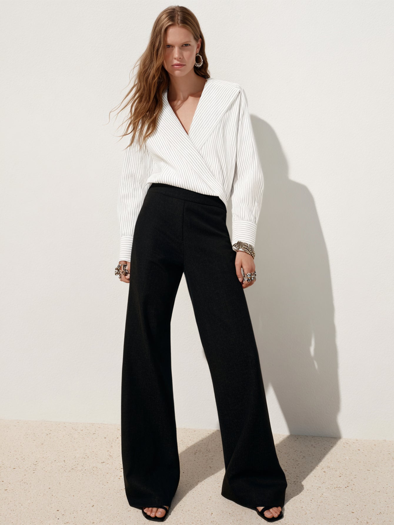 Women's Autumn Pants Fashion Basics Solid Color High Waist Full Length Straight Office Lady Pants