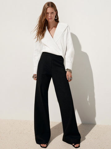 Women's Autumn Pants Fashion Basics Solid Color High Waist Full Length Straight Office Lady Pants