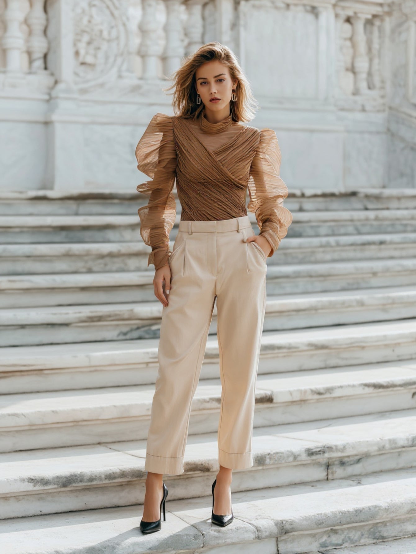 Autumn Winter Pants 2025 Women's Fashion Elegant Plain Solid Color Full Length High Waist Business Pants