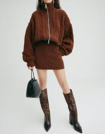 Casual Turtleneck Skirt Suit Spring Dress Autumn Fashion Women's Ensemble Set Comfortable Style Daily