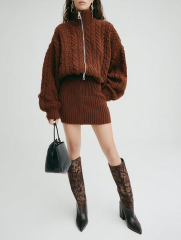 Casual Turtleneck Skirt Suit Spring Dress Autumn Fashion Women's Ensemble Set Comfortable Style Daily