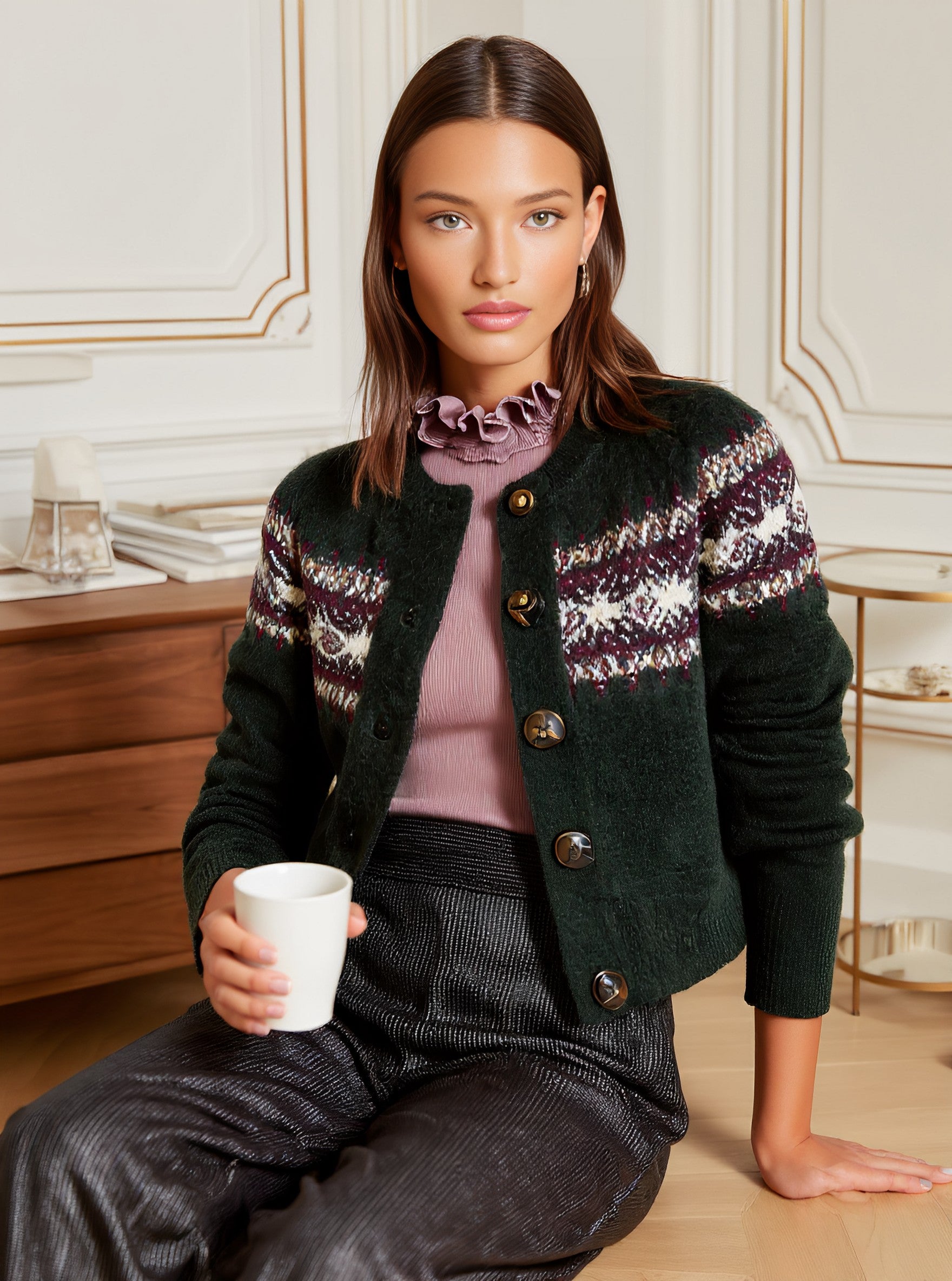 Autumn Cardigan Long Sleeve Round Neck Fit Straight Sleeve Casual Style Regular Length Women's Open Front Knitwear