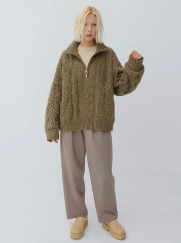 Loose Fit Long Sleeve Sweater Winter Casual Style Turn-down Collar Straight Tube Sleeve Regular Length Women's Top