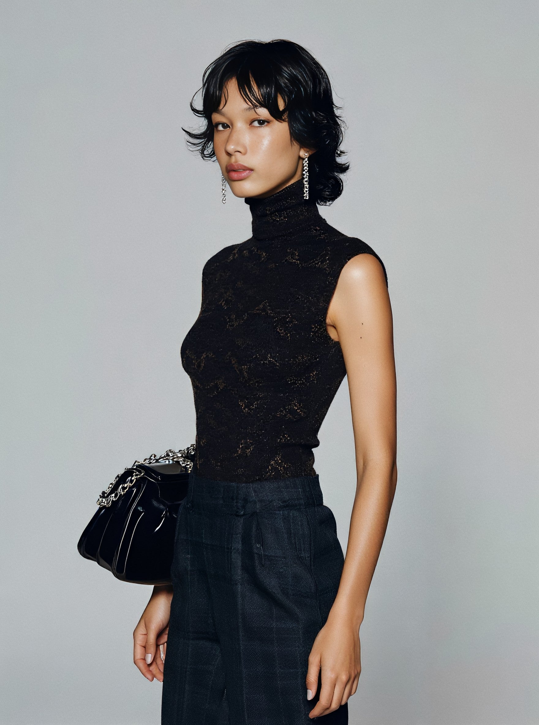 Autumn Sweater Tight Fit Long Sleeve High Collar No Sleeve Casual Style Regular Length Women's Top Fashion Comfortable Knitwear