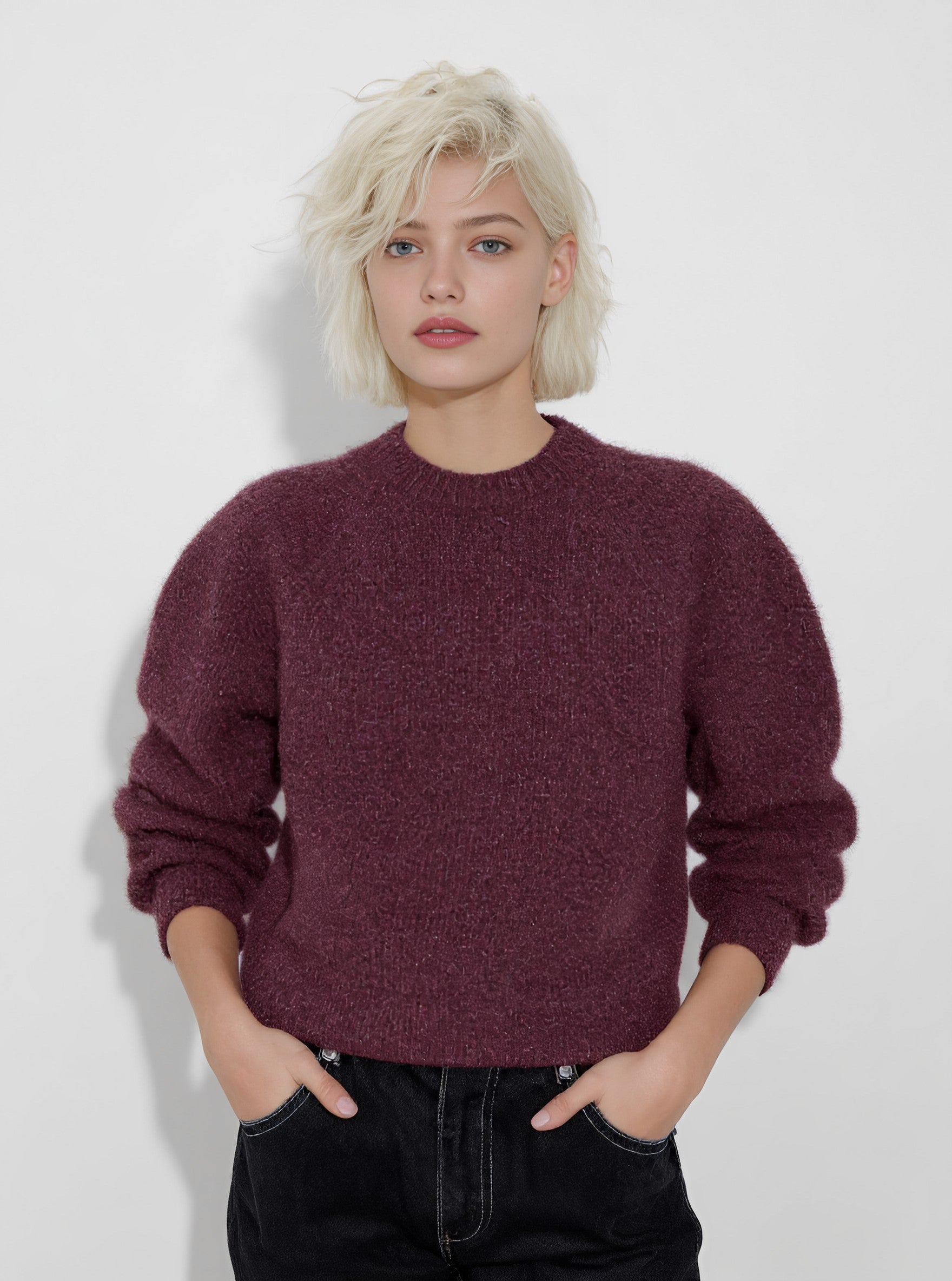 Winter Sweater Long Sleeve Round Neck Fit Body Straight Tube Sleeve Casual Style Regular Length Women's Top Fashion Clothes