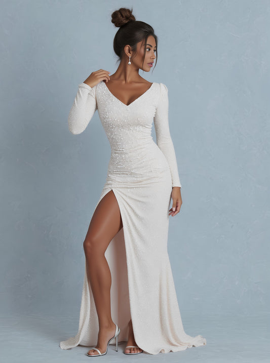 Autumn Tight Fit Dress One Shoulder Straight Sleeve Floor Length Party Skirt Style A-Line Elegant Women's Clothing