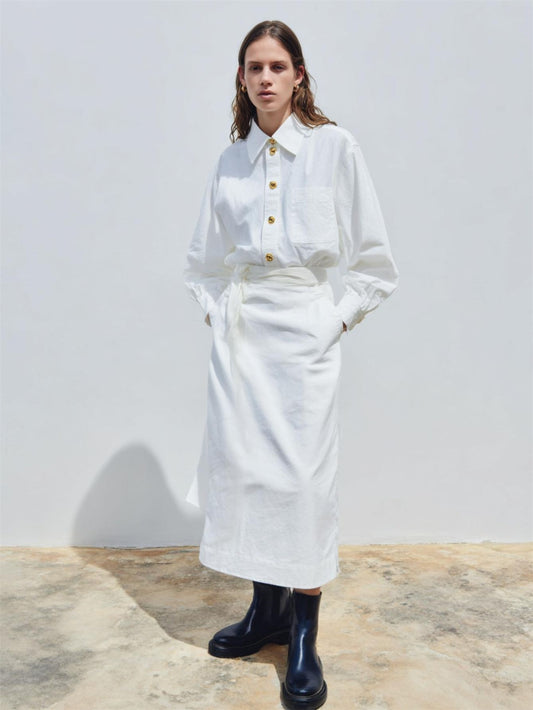 Women's Autumn Winter 2025 Shirts Daily Fashion Plain Long Sleeve Lapel Button Front Regular Fit Shirts