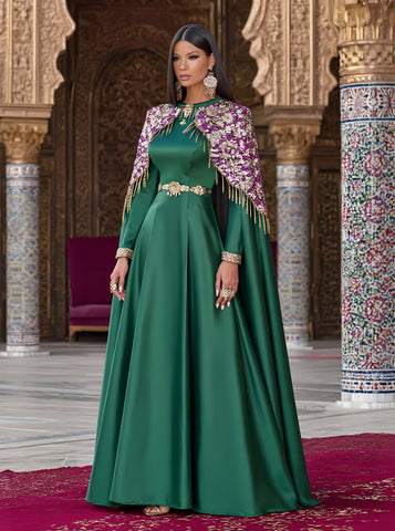 Autumn Long Dress Casual Style Round Neck A-Line Skirt Split Sleeve Body-Fitting Muslim Fashion Women's Dress