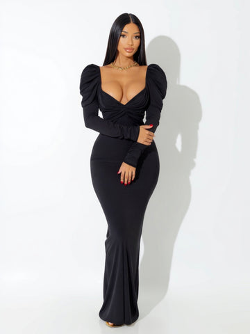 Women's 2025 Autumn Chic Dresses Long Sleeve Sweetheart Neck Plain Daily Skinny Fit Dresses