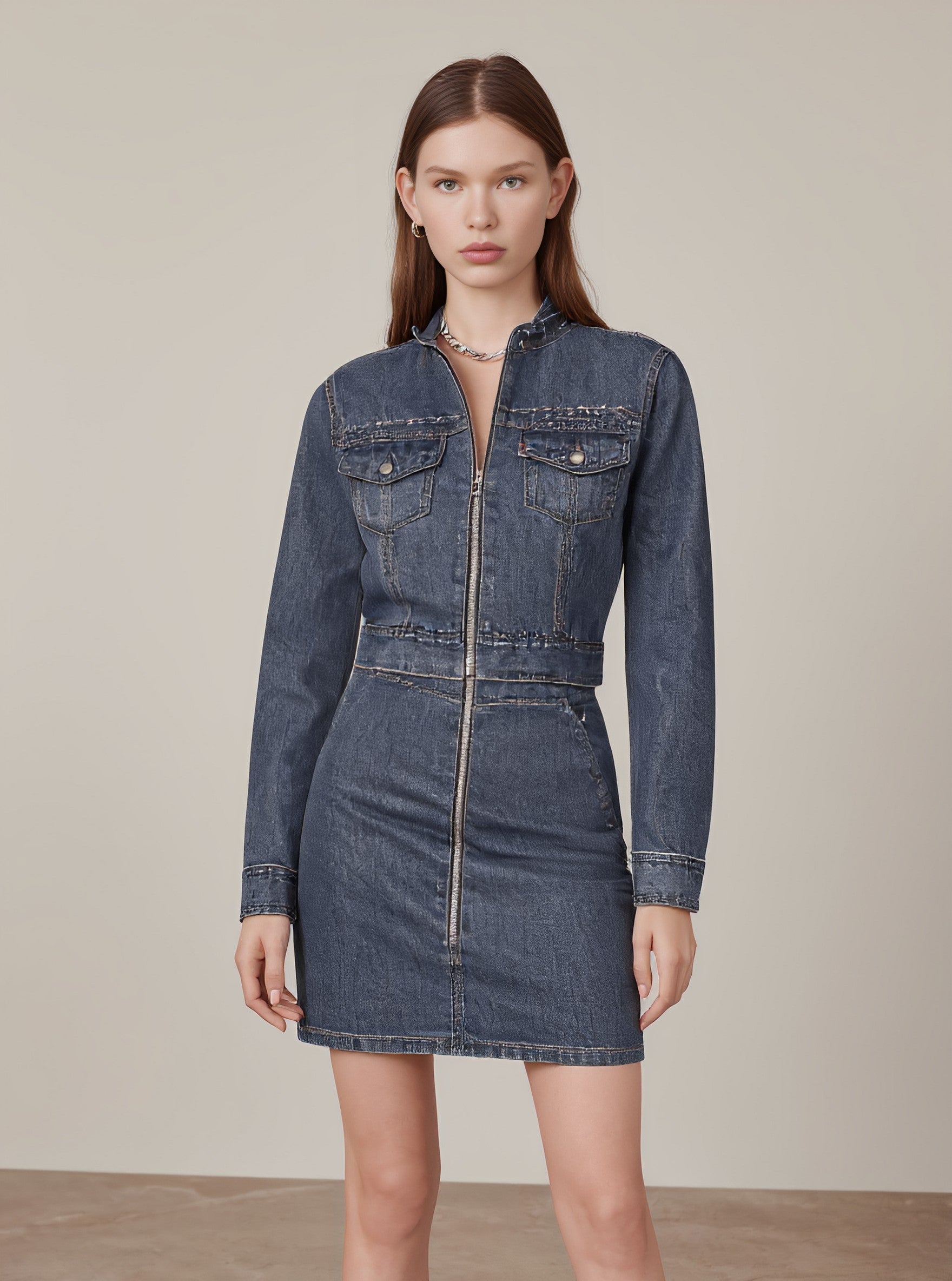 Casual Collar Style Women's Set Short Skirt Autumn Fashion Turn-down Collar Leisure Suit Short Dress Ensemble