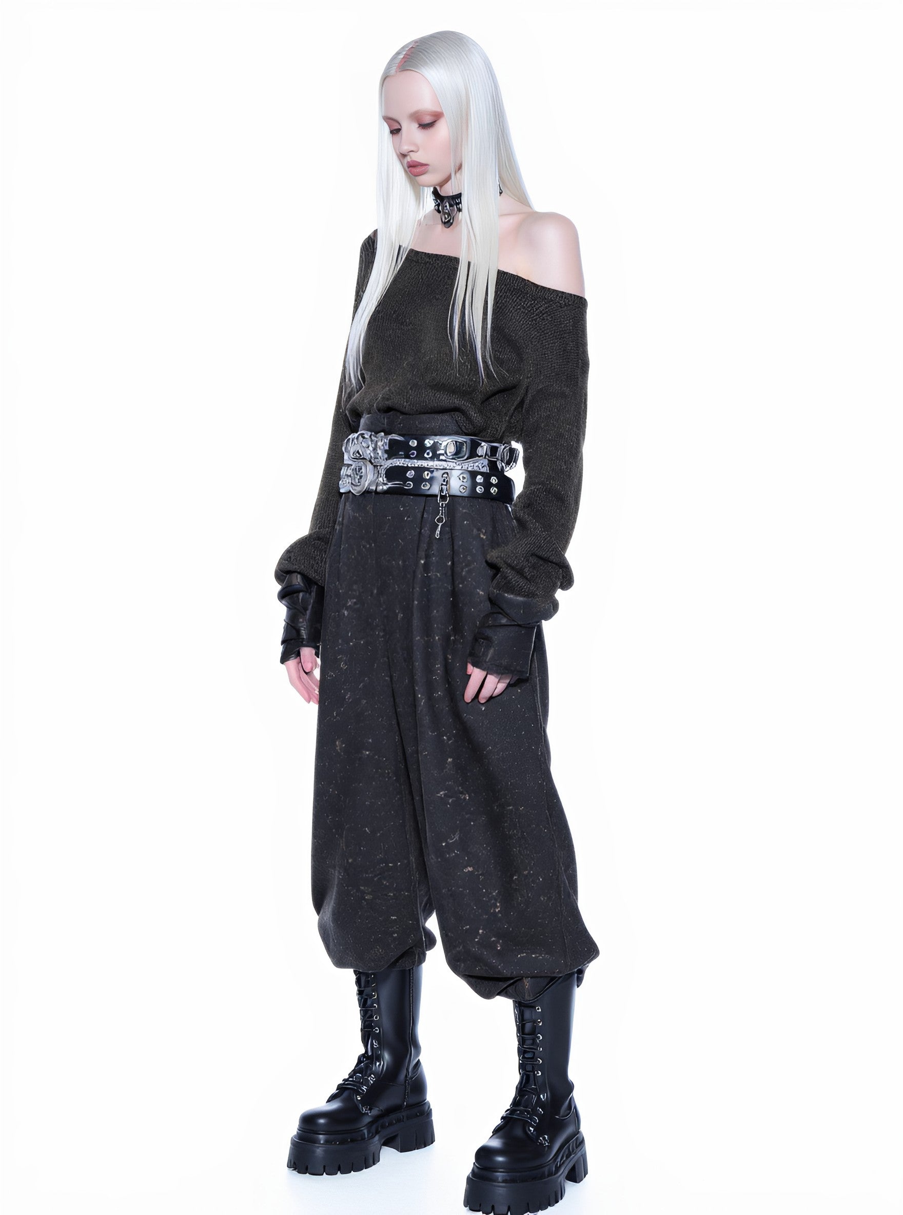 Loose Fit Casual Long Sleeve Sweater Straight Tube Sleeve Asymmetrical Shoulder Collar Regular Length Women's Top